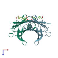 PDB entry 6u0q coloured by chain, top view.