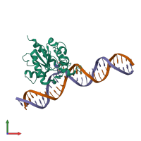 PDB entry 6u15 coloured by chain, front view.
