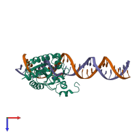 PDB entry 6u15 coloured by chain, top view.