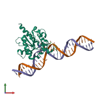 PDB entry 6u16 coloured by chain, front view.