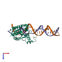 PDB entry 6u16 coloured by chain, top view.