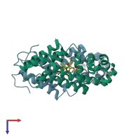 PDB entry 6u18 coloured by chain, top view.