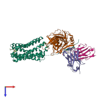 PDB entry 6u1n coloured by chain, top view.