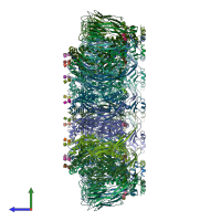 PDB entry 6u23 coloured by chain, side view.