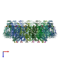 PDB entry 6u23 coloured by chain, top view.