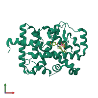 PDB entry 6u25 coloured by chain, front view.