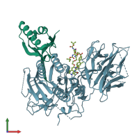 PDB entry 6u26 coloured by chain, front view.