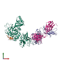 PDB entry 6u2f coloured by chain, front view.