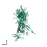 PDB entry 6u2k coloured by chain, side view.