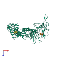 PDB entry 6u2k coloured by chain, top view.