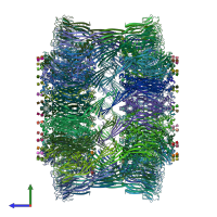 PDB entry 6u2l coloured by chain, side view.