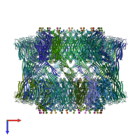 PDB entry 6u2l coloured by chain, top view.