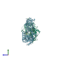 PDB entry 6u2m coloured by chain, side view.