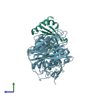 PDB entry 6u2n coloured by chain, side view.