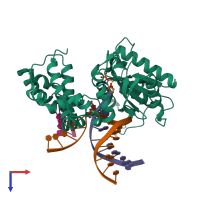 PDB entry 6u2o coloured by chain, top view.