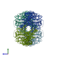 PDB entry 6u2t coloured by chain, side view.