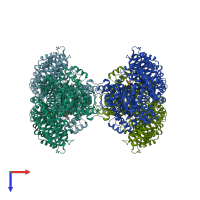 PDB entry 6u2t coloured by chain, top view.