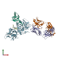 PDB entry 6u36 coloured by chain, front view.