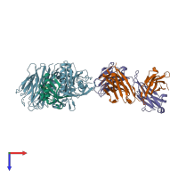 PDB entry 6u38 coloured by chain, top view.