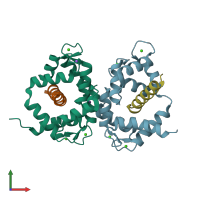 PDB entry 6u3a coloured by chain, front view.