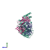 PDB entry 6u3i coloured by chain, side view.