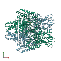 PDB entry 6u3j coloured by chain, front view.