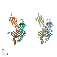 PDB entry 6u3m coloured by chain, front view.