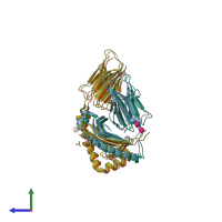 PDB entry 6u3m coloured by chain, side view.