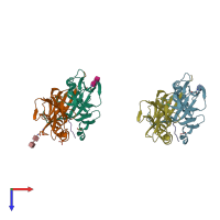 PDB entry 6u3m coloured by chain, top view.