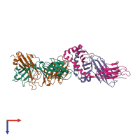 PDB entry 6u3n coloured by chain, top view.