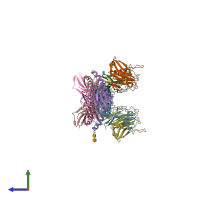 PDB entry 6u3o coloured by chain, side view.