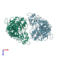 PDB entry 6u3p coloured by chain, top view.