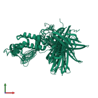 PDB entry 6u3r coloured by chain, ensemble of 10 models, front view.