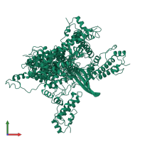 PDB entry 6u3s coloured by chain, ensemble of 10 models, front view.