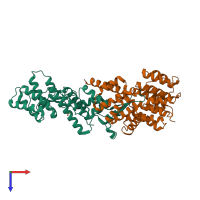 PDB entry 6u3w coloured by chain, top view.