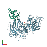 PDB entry 6u3x coloured by chain, front view.