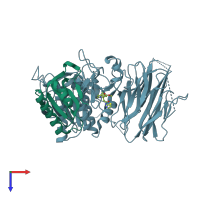 PDB entry 6u3x coloured by chain, top view.