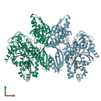 PDB entry 6u45 coloured by chain, front view.