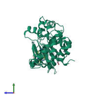 PDB entry 6u5l coloured by chain, side view.