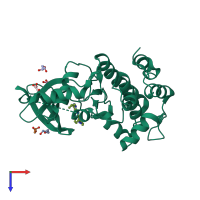 PDB entry 6u5l coloured by chain, top view.