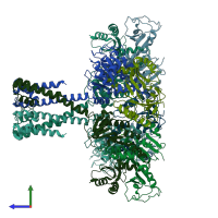 PDB entry 6u5r coloured by chain, side view.