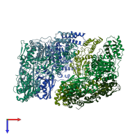 PDB entry 6u5z coloured by chain, top view.