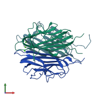 PDB entry 6u66 coloured by chain, front view.