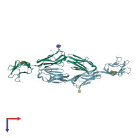 PDB entry 6u6t coloured by chain, top view.