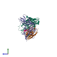 PDB entry 6u6u coloured by chain, side view.