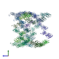 PDB entry 6u7m coloured by chain, side view.