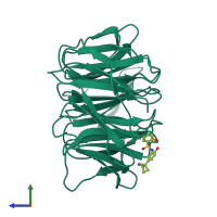 PDB entry 6u8o coloured by chain, side view.