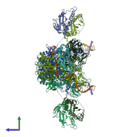 PDB entry 6u8q coloured by chain, side view.