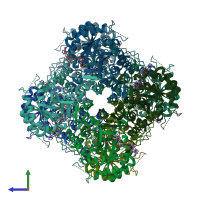 PDB entry 6u8s coloured by chain, side view.