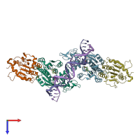 PDB entry 6u8v coloured by chain, top view.